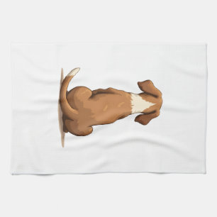 Linge De Cuisine Illustration de chien vue arrière vintage marron e