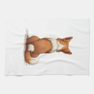 Linge De Cuisine Illustration de chien vue de dos vintage sur fond 