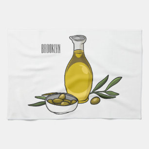 Linge De Cuisine Illustration de dessin animé d'huile d'olive 