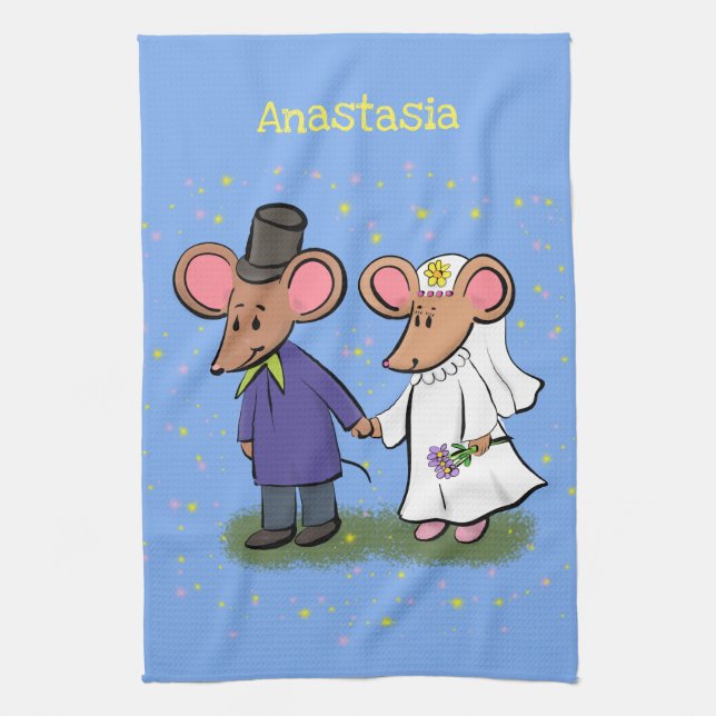 Linge De Cuisine Illustration de dessin animé d'un couple de souris (Vertical)
