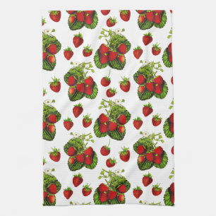 Linge De Cuisine Illustration de fraise botanique Imprimer sur blan
