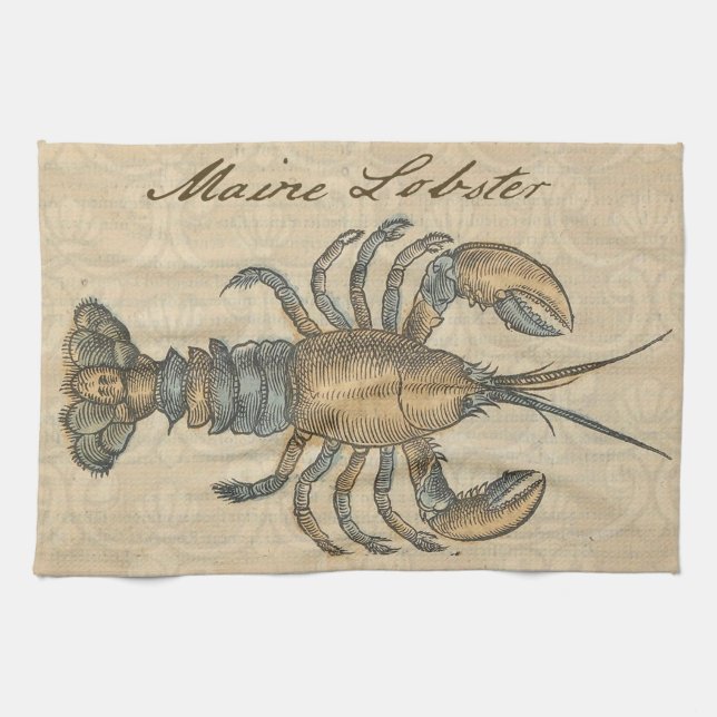 Linge De Cuisine Illustration de homard, fruits de mer du Maine (Horizontal)
