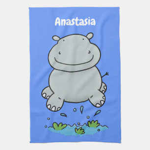 Linge De Cuisine Illustration de saut en hippo mignon