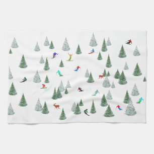Linge De Cuisine Illustration de skieurs en descente