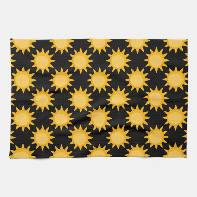 Linge De Cuisine Illustration de soleil brillant sur fond noir moti (Horizontal)