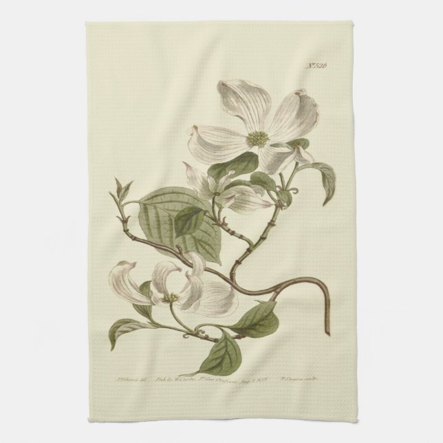 Linge De Cuisine Illustration des fleurs de bois de chien blanc (Vertical)