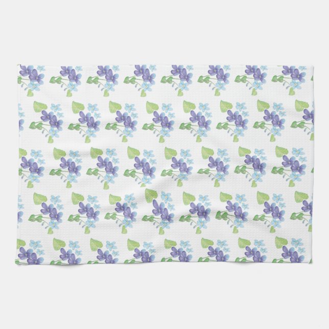 Linge De Cuisine Illustration des fleurs de violet sauvages (Horizontal)