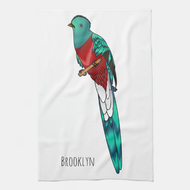 Linge De Cuisine Illustration d'oiseau de quetzal resplendissant (Vertical)