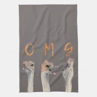 Illustration drôle d'aquarelle d'autruches d'OMG