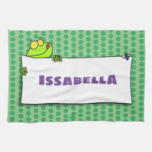 Linge De Cuisine Illustration du panneau de grenouille verte mignon