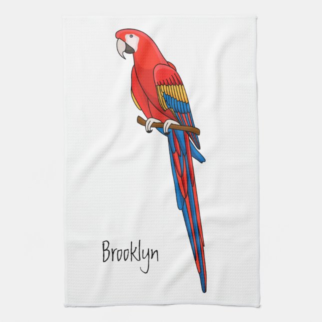Linge De Cuisine Illustration du perroquet de macaw Scarlet (Vertical)