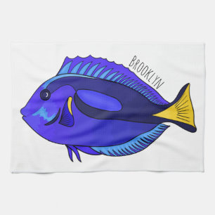 Linge De Cuisine Illustration du poisson de la cuve bleue