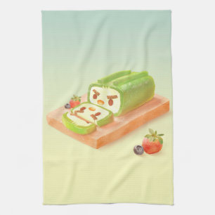 Linge De Cuisine Illustration du rouleau de gâteau Matcha