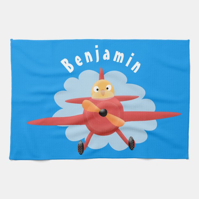 Linge De Cuisine Illustration d'un avion rouge volant mignon (Horizontal)
