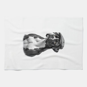 Linge De Cuisine Illustration graphique monochrome de chien Boxer v