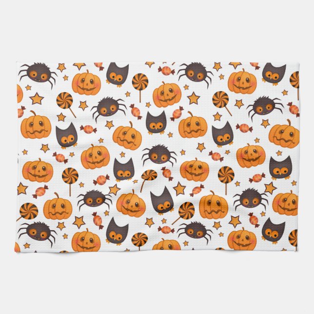 Linge De Cuisine Illustration mignonne de motif de Halloween (Horizontal)