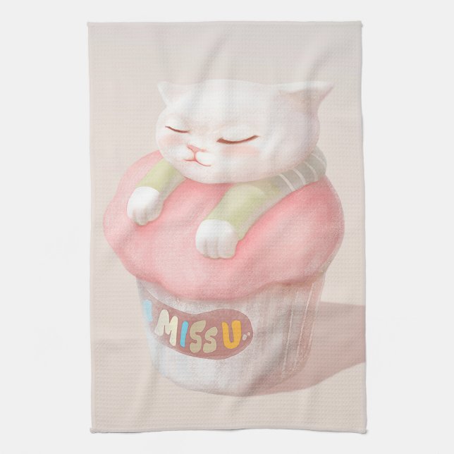 Linge De Cuisine Illustration Miss You Cupcake (Vertical)