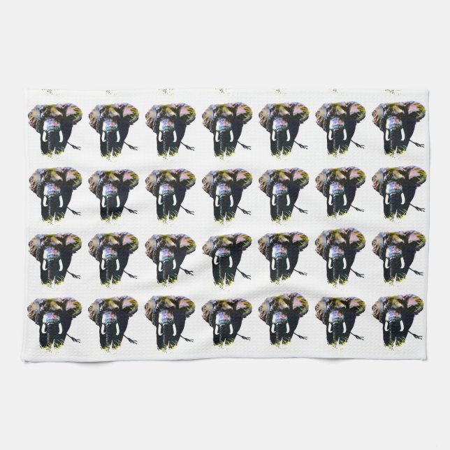 Linge De Cuisine Illustration rétrospective de l'éléphant Pop Art (Horizontal)