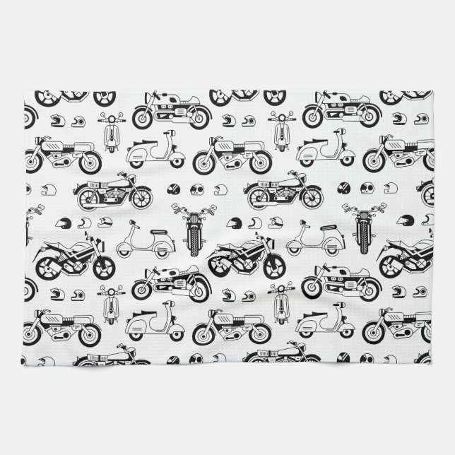 Linge De Cuisine Illustration scooters de moto et casques (Horizontal)
