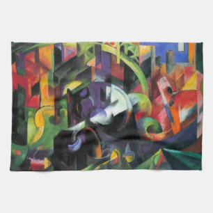 Linge De Cuisine Image avec du bétail par Franz Marc, Art Vintage