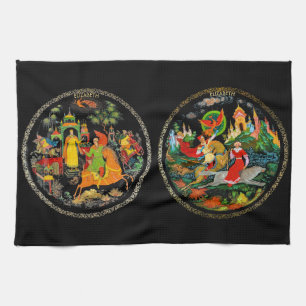 Linge De Cuisine Imaginaire coloré de contes de fées russes Vintage