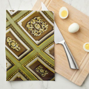 Linge De Cuisine Impression d'architecture verte et Brown