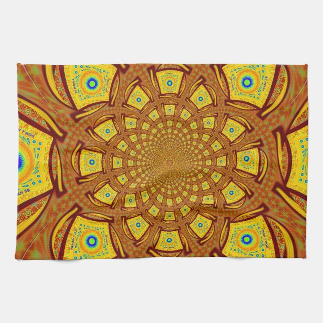 Linge De Cuisine Impression d'art Kaleidoscope d'or (Horizontal)