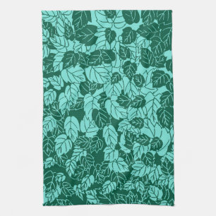 Linge De Cuisine Impression de feuille japonaise, turquoise et aqua