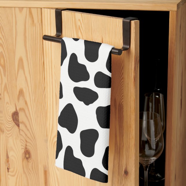Linge De Cuisine Impression de vache noire et blanche (Pliage en tiers)