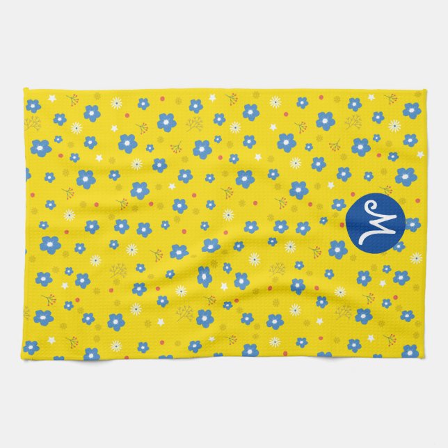 Linge De Cuisine Impression florale monographique personnalisée (Horizontal)