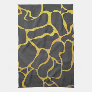 Linge De Cuisine Impression Giraffe noir et jaune