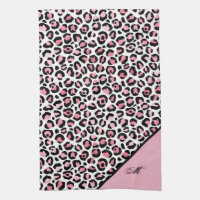 Impression léopard en rose blanc & noir avec monog