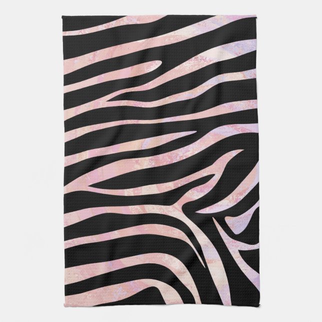 Linge De Cuisine Impression noire et rose Zebra (Vertical)