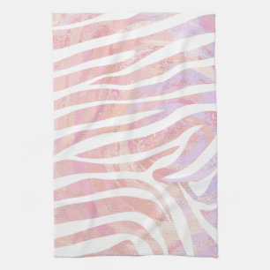 Linge De Cuisine Impression rose et blanc Zebra