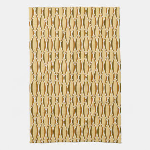 Linge De Cuisine Impression ruban milieu du siècle - marron et cara