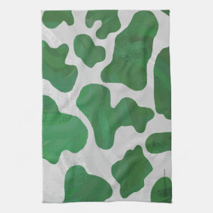 Linge De Cuisine Impression verte et blanche de vache