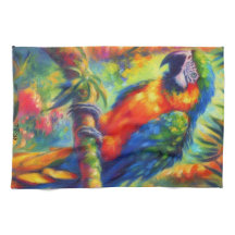 Impressionniste perroquet tropical Oiseau bleu ver