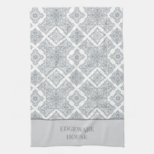 Linge De Cuisine Imprimante en mosaïque blanche gris méditerrané