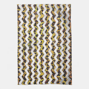 Linge De Cuisine Imprimerie Leopard Brown et jaune Cevron