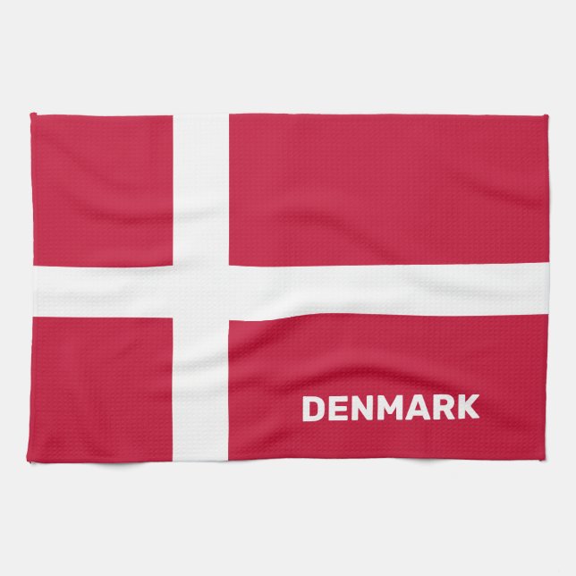 Linge De Cuisine Indicateur Danemark du texte personnalisé (Horizontal)