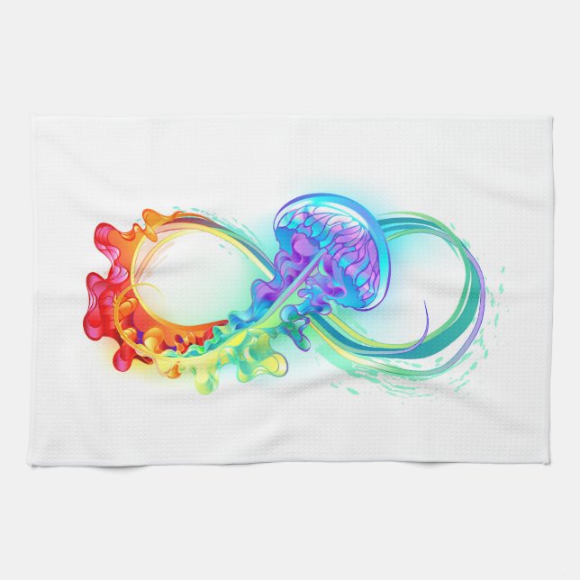 Linge De Cuisine Infinity avec Rainbow Jellyfish (Horizontal)