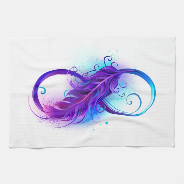 Linge De Cuisine Infinity with purple feather (Horizontal)