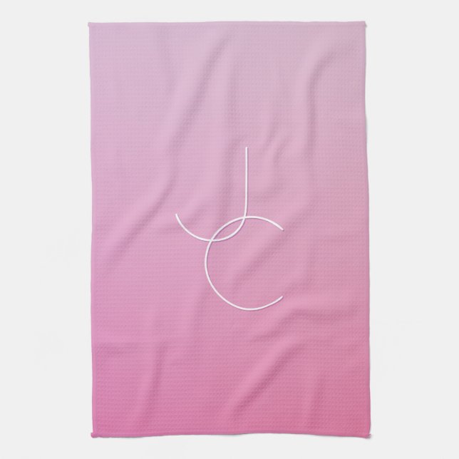 Linge De Cuisine Initiales de chevauchement modernes 2 | Ombre rose (Vertical)