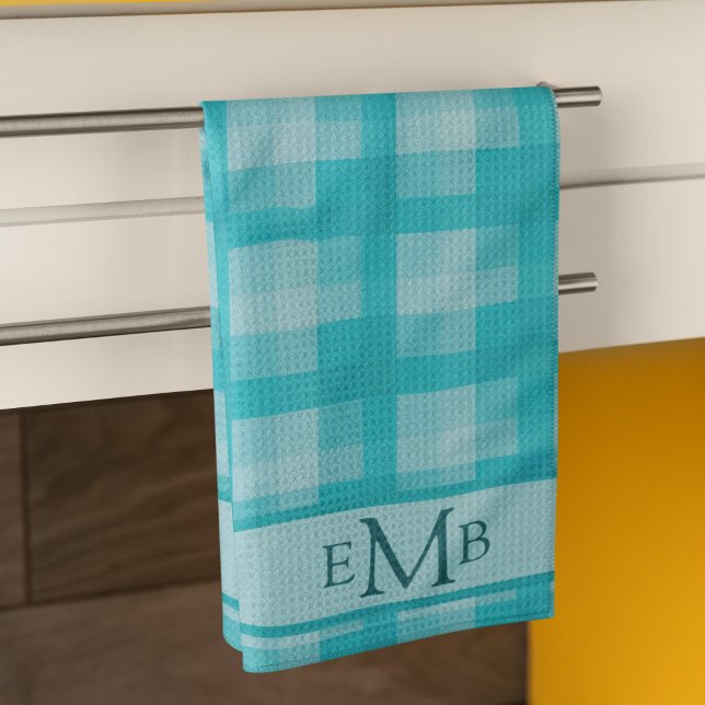 Linge De Cuisine Initiales de monogramme personnalisées turquoises (Créateur téléchargé)