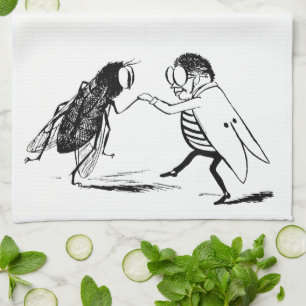 Linge De Cuisine Insectes anciens dansant ; mouche bleue