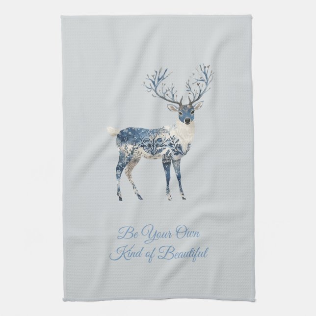 Linge De Cuisine Inspirational Christmas Blue White Chic Deer Fox (Vertical)