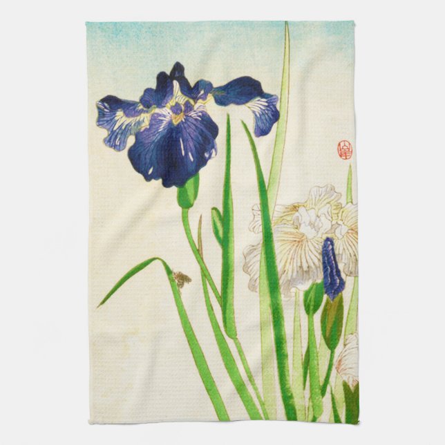 Linge De Cuisine Iris bleu - copie japonaise d'aquarelle (Vertical)