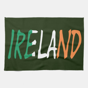 Linge De Cuisine Irlande superposée sur le drapeau irlandais ktcnt