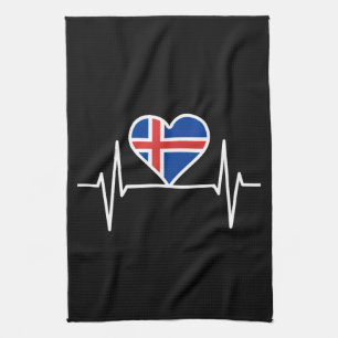 Linge De Cuisine Islande - Islande Drapeau de coeur