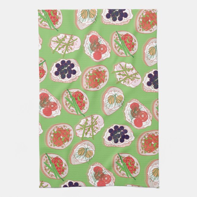 Linge De Cuisine Italien Hors d'oeuvres | Motif Canape (Vertical)